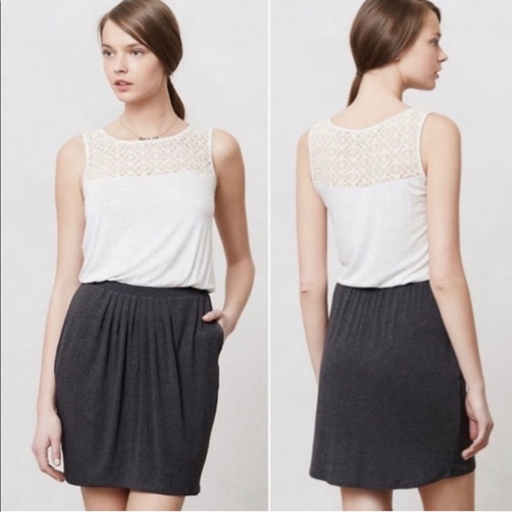 Anthropologie Bordeaux crochet detail dress, S